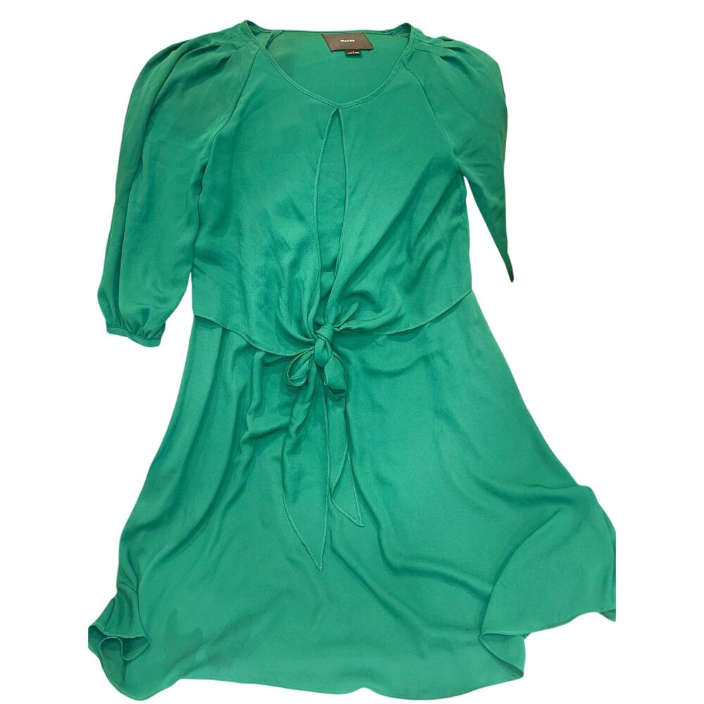 Maeve Anthropologie Green Tie Front Midi Dress Size 4